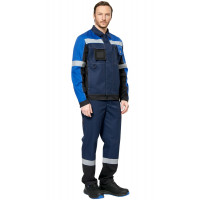Куртка мужская рабочая летняя для ИТР "Виват" NEW сине-черно-васильковая