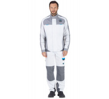 Куртка мужская рабочая летняя "Старт" белая с серым