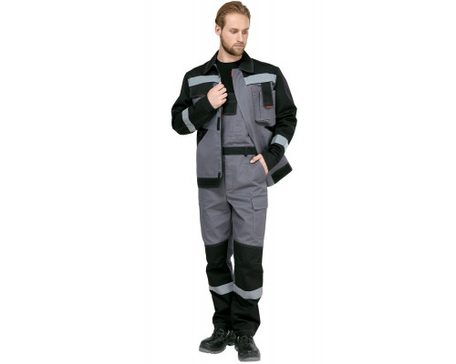 Костюм мужской рабочий летний "Гудзон" NEW с пк серый-черный